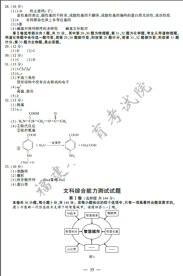 2014高考福建文综试卷及答案