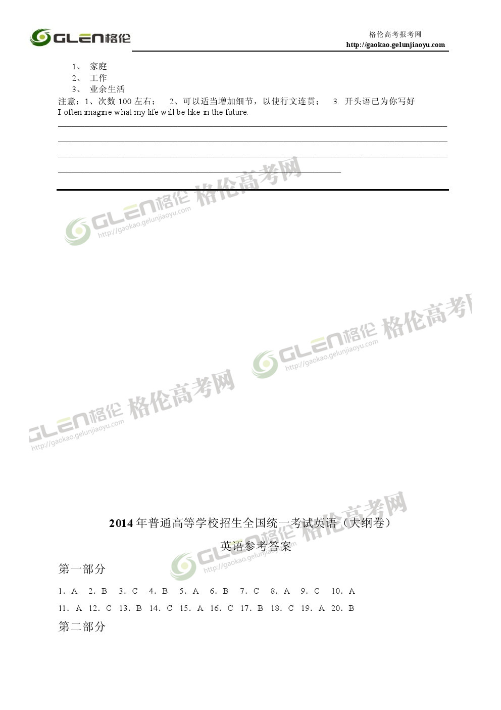 2014年广西英语高考真题