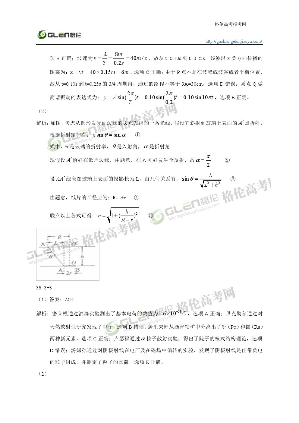 2014年湖南理科综合高考真题