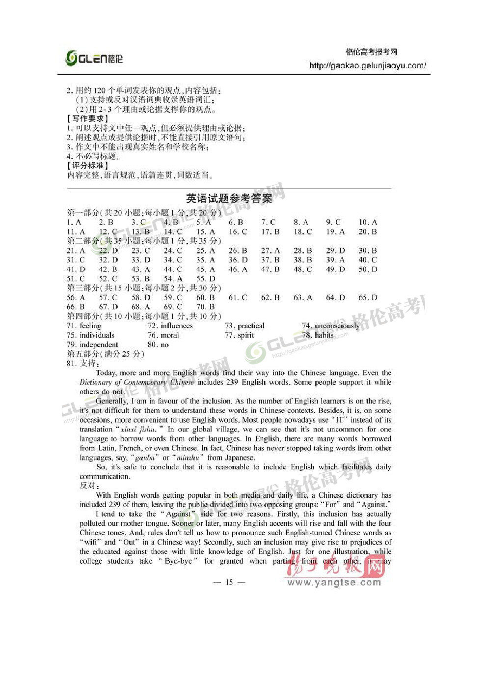 2014年江苏英语高考真题