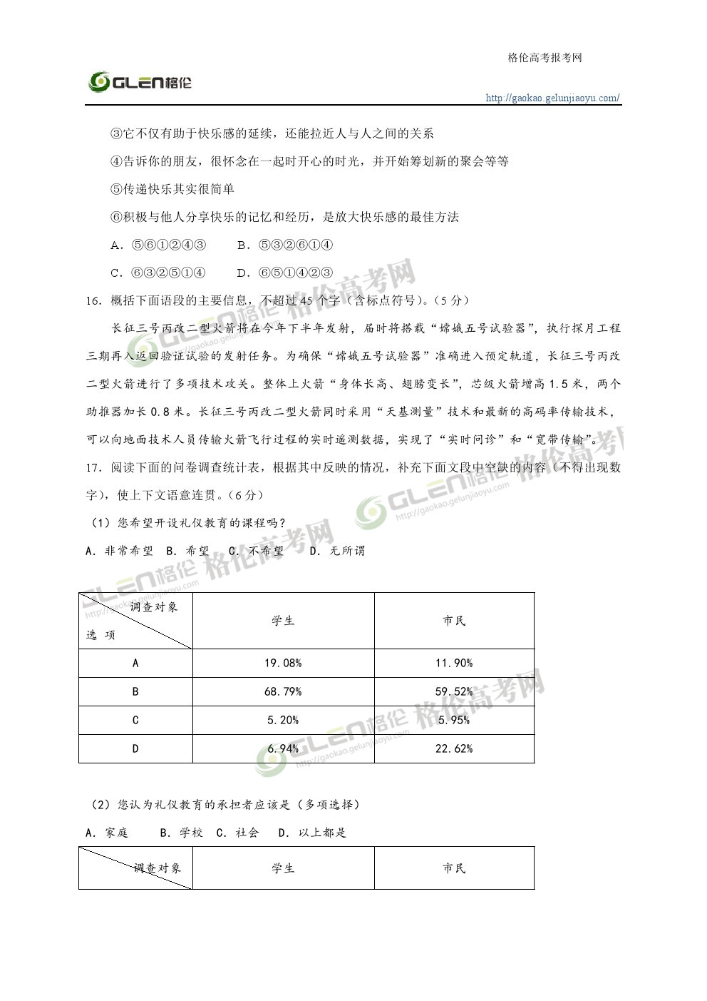 2014年辽宁语文高考真题