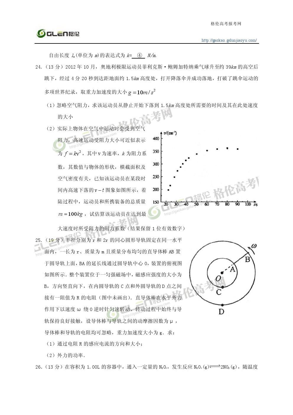2014年陕西理科综合高考真题