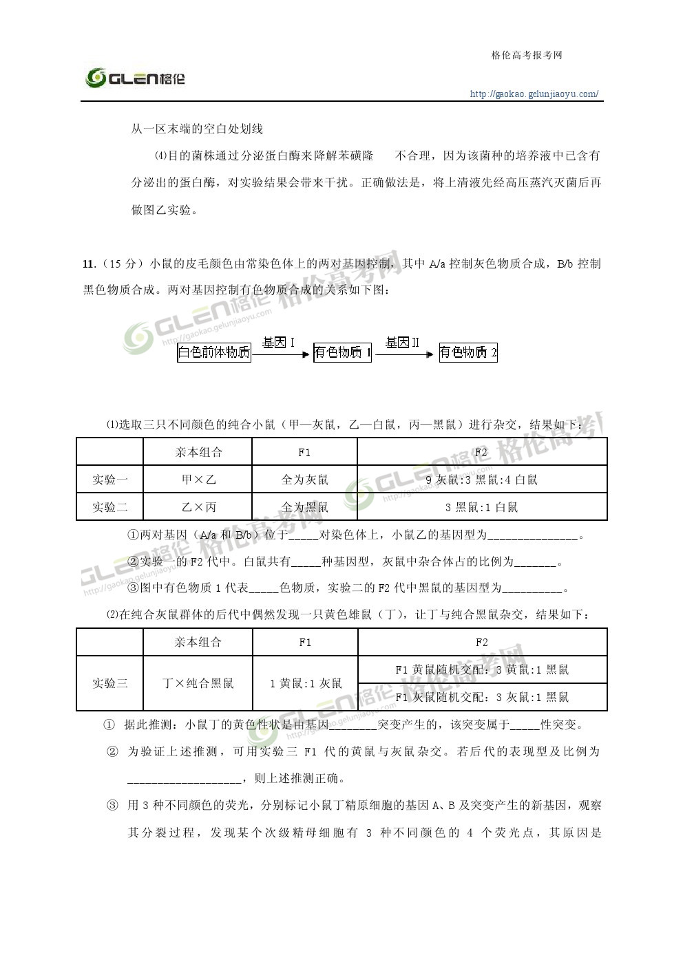 2014年四川理综高考真题