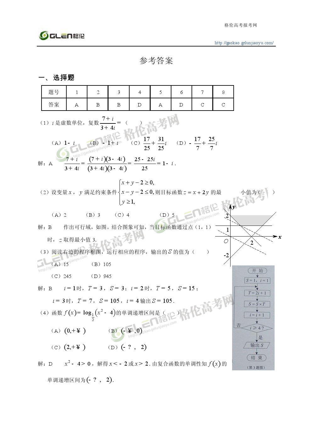2014年天津理科数学高考真题