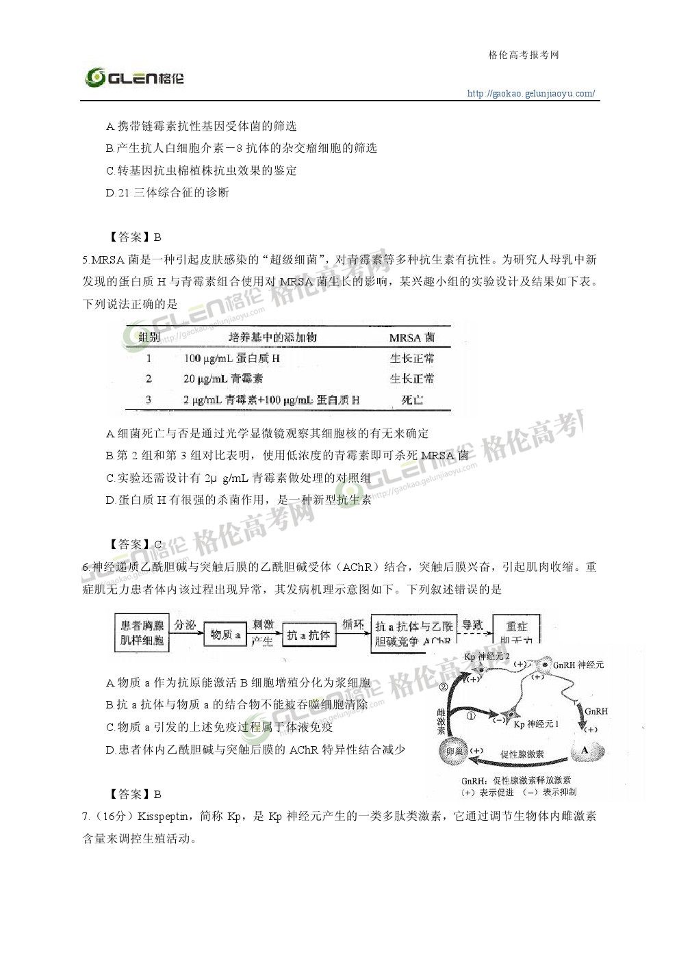 2014年天津理科综合高考真题