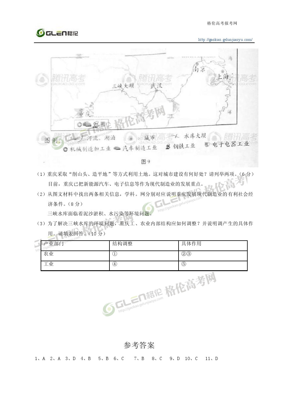 2014年天津文科综合高考真题