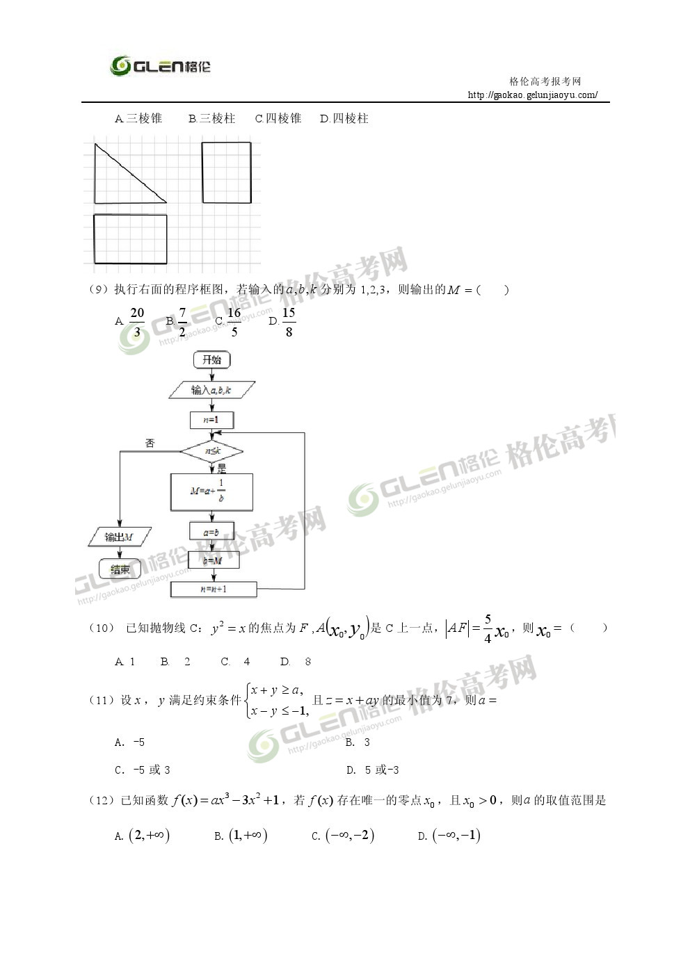2014年新课标1文数高考真题