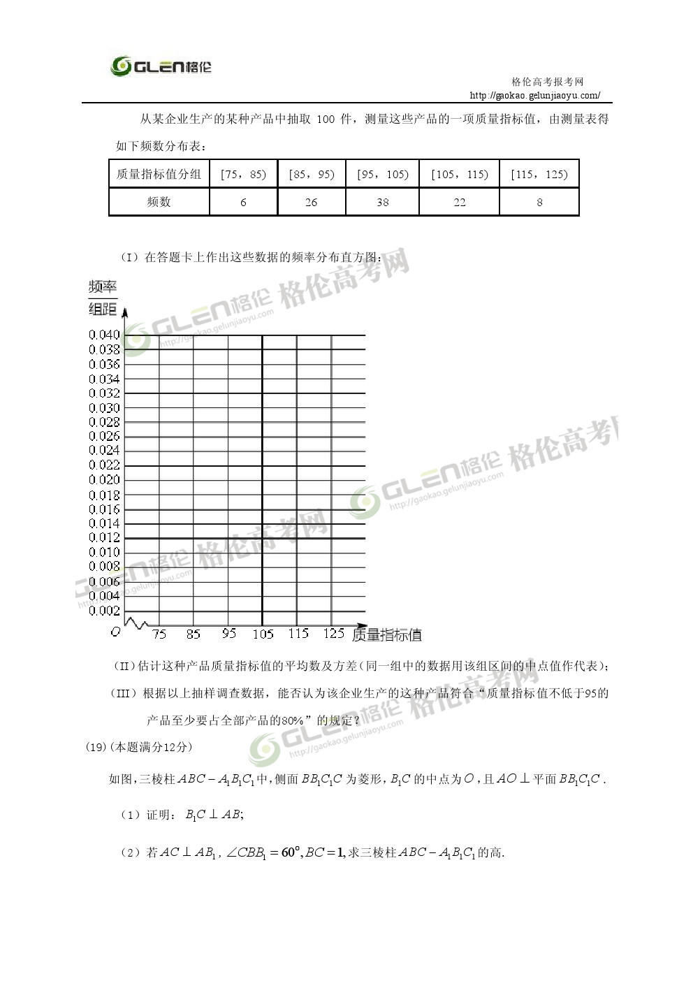 2014年新课标1文数高考真题