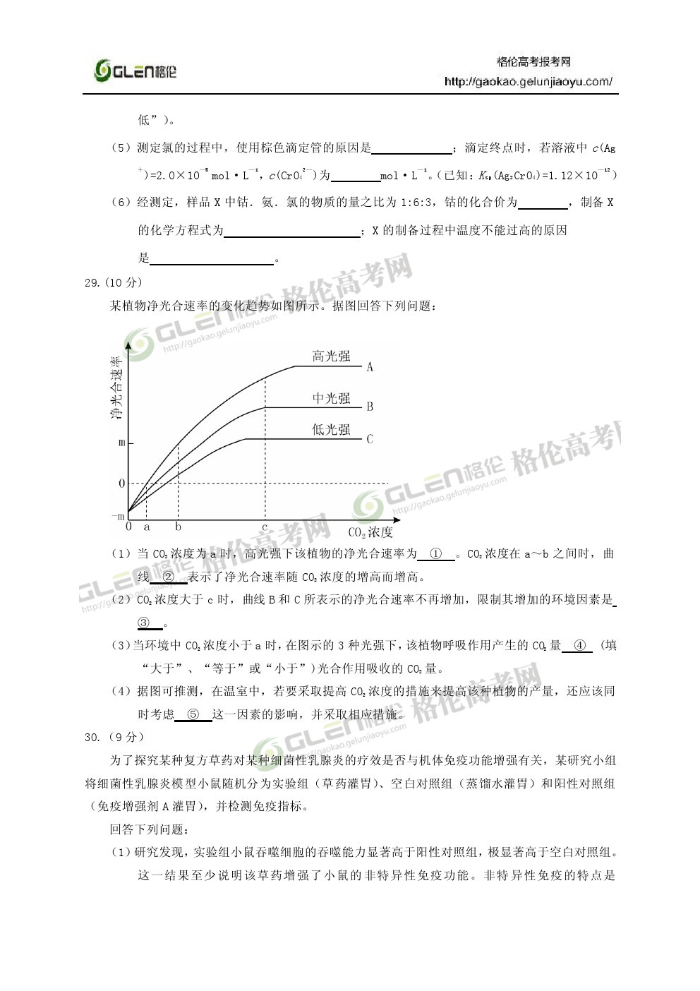 2014年新课标2理综高考真题