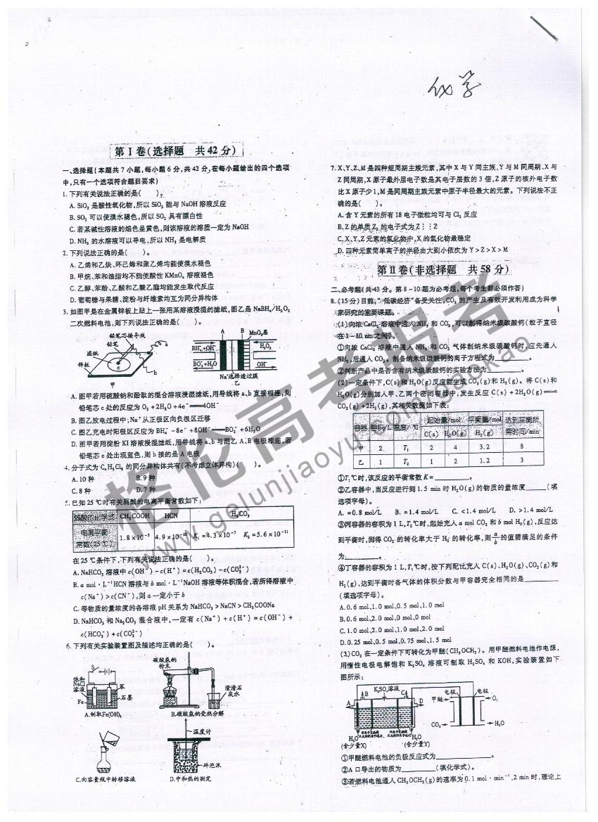 格伦教育高考网预测题（化学）